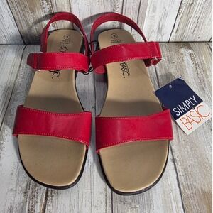 Simply Basic Holly Red Flat Sandals Women's Size 3 Adjustable Strap‎